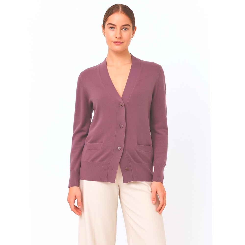 J.Crew Merino Wool Cardigan M Purple Button Front Pockets Cabincore Chic 57-23